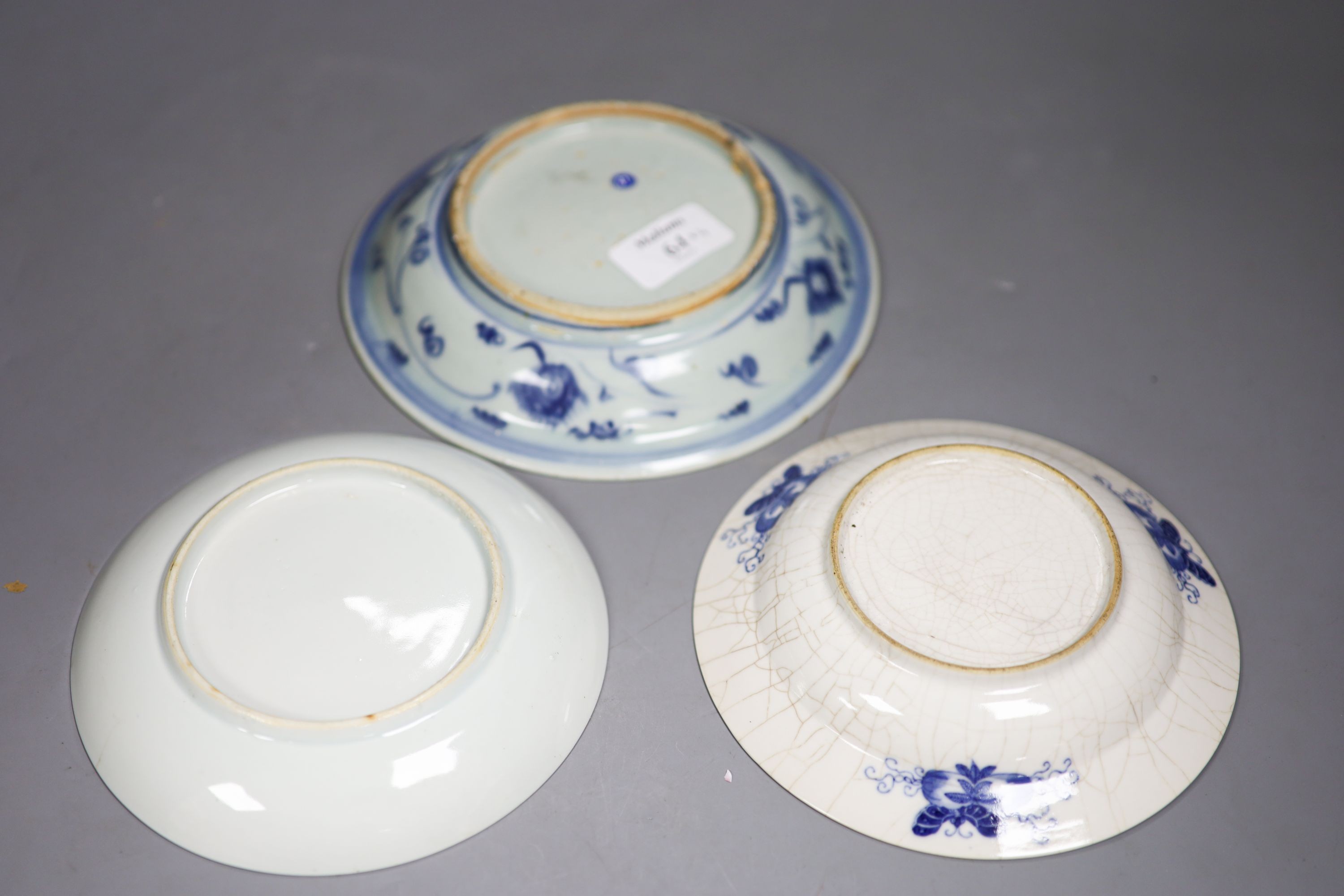 Three Chinese Blue and white dishes, Qing dynasty